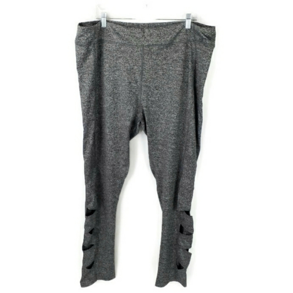 Zone Pro Heathered Black Gray Active Leggings Womens Plus Size 3X
